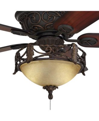 52" Contessa Industrial Rustic Indoor Ceiling Fan LED Light Bronze Copper Cherry Scavo Glass Living Kitchen Room Home