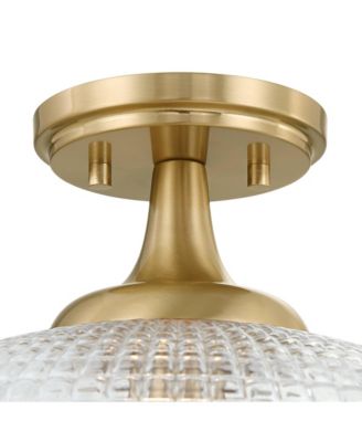 Possini Euro Voltri 12"W Warm Brass and Vintage Glass Ceiling Light