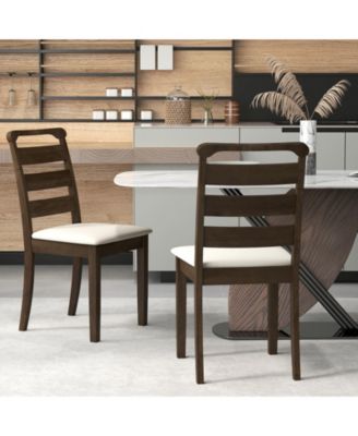 Upholstered Wooden Dining Chairs Set of Two