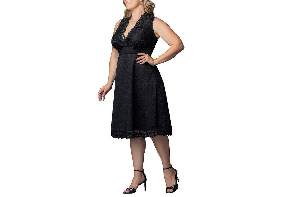 Kiyonna Plus Size Pin Up Boudoir Sleeveless Lace Cocktail Dress view 3 — MAYCSS fashion products