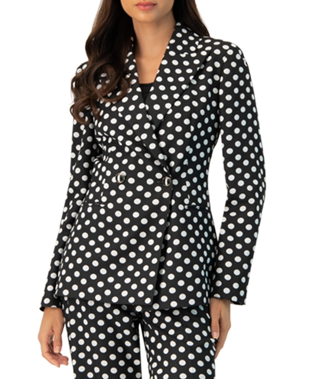 Ivonne Women's Double-Breasted Polka Dot Blazer
