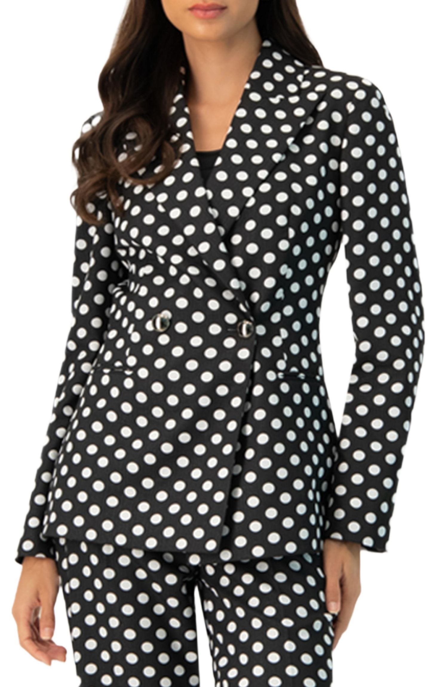 Women's Double-Breasted Polka Dot Blazer