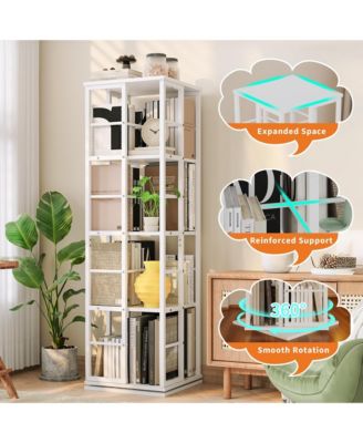 360degree Rotating Corner Bookshelf, Industrial Floor Standing Storage Organizer
