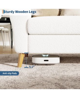 84 Inch Modern Sofa Couch, Large 3-Seater Sofa with Streamlined Armrests, PU Leather Loveseat Wood Feet, Comfy Couch for Living Room, Apartment