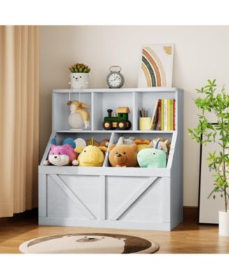 Kids Bookshelf and Toy Storage Organizer, Toddler Storage Cabinet