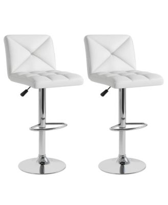 4 PCS Bar Stools PU Leather Swivel Bar Chairs Height Adjustable Upholstered Barstools