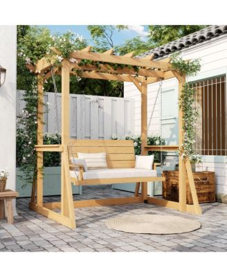 Solid Wood Pavilion Style Swing Chair, Garden Swing, Porch Swing