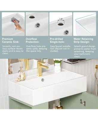 Freestanding Bathroom Vanity with Ceramic Sink, Side Storage Cabinet, Soft Close Door for Small Spaces