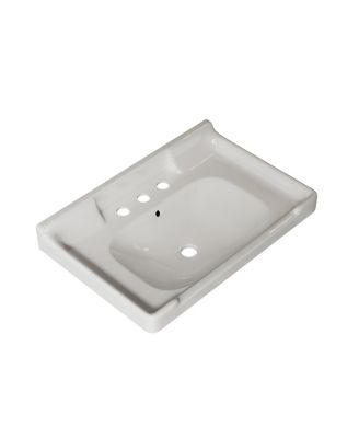 Bathroom Ceramic Sink Basin with 3 Faucet Holes, Rectangular Countertop Vanity with Overflow for Modern Bathroom