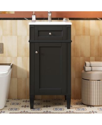 Freestanding Bathroom Vanity with Ceramic Sink and Soft Close Door for Small Bathroom