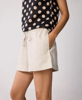 Women's Regular V-Neck Polka Dot Top with Bow Detail
