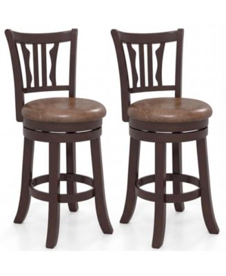 Counter Height Swivel Bar Stools Set of Two with Wood Frame