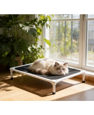 Zeus and Ruta Elevated Cat Bed with Teslin Mesh Large Portable Raised Pet Cot Durable Breathable Furniture for Indoor Outdoor
