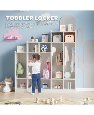 5-Section Classroom Coat Locker with 9 Cubbies, Daycare Cubby Storage Organizer with 10 Hooks for Home, School, Nursery, Kindergarten