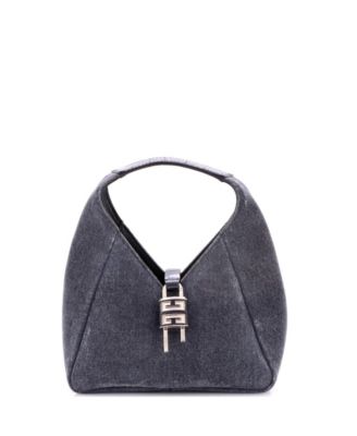 Mini Padlock Hobo Washed Denim and Embossed Leather