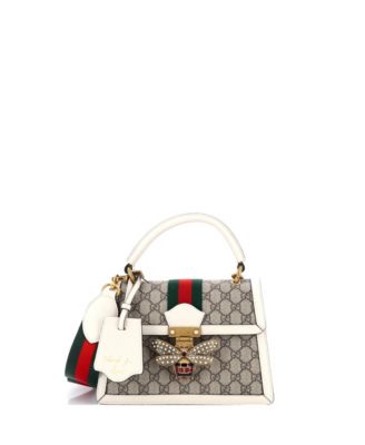 Small Queen Margaret Top Handle Bag GG Coated Canvas with Leather