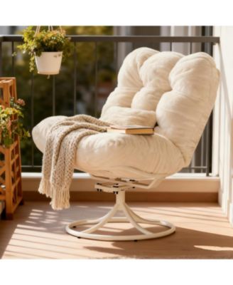 gaomon Oversize Plush & Rattan 360° Swivel Rocking Papasan Lounge Chair ...