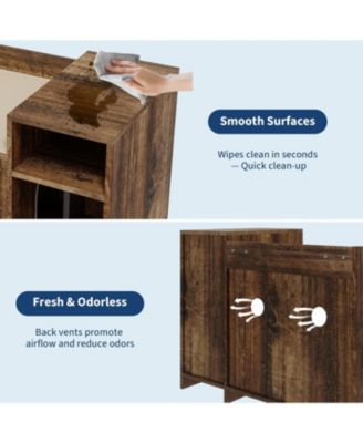 Wooden Cat Litter Box Enclosure with Storage Shelf & Barn Door, Hidden Indoor Cat House End Table