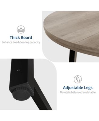 47" Round Dining Table for 4, Kitchen Dining Room Table with Sturdy Metal Frame, Wood Circle Kitchen Table for Space Saving