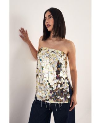 Women's Disc Tassel Bandeau Top