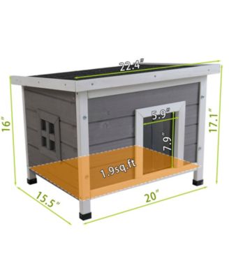 Waterproof Cat House Outdoor Indoor Feral Kitty Shelter with Asphalt Roof for Small Pets