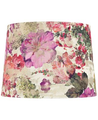 13" Top x 15" Bottom x 11" High x 11" Slant Print Lamp Shade Replacement Drum Velvet Flowers Spider Harp Finial