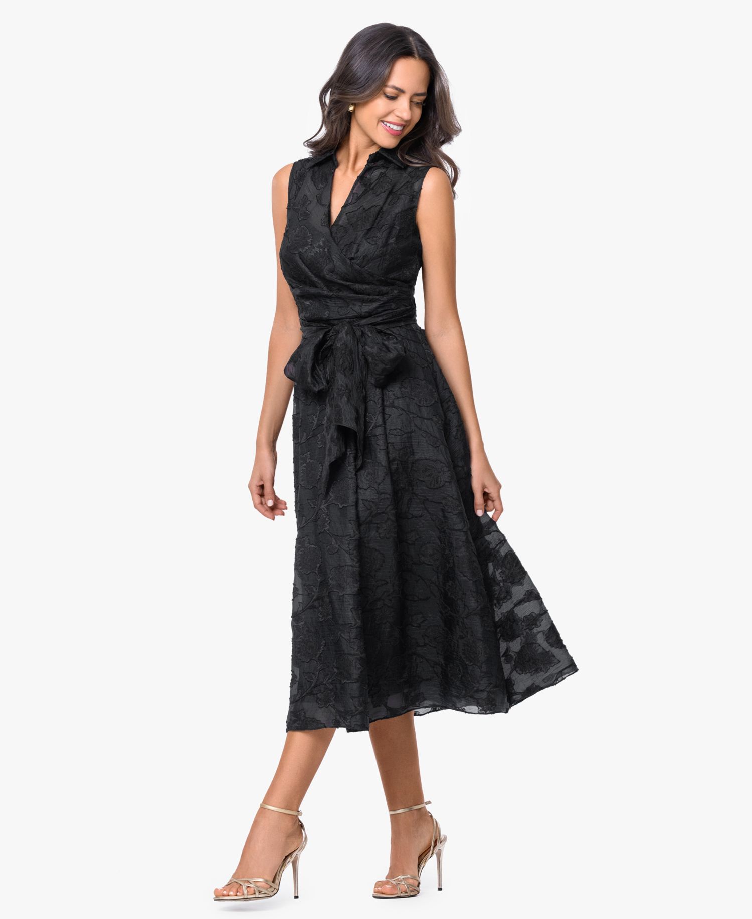 Women's Collared V-Neck Midi Dress