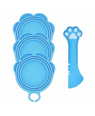 3 Pet Food Can Lids and 1 Spoon Silicone Universal Airtight Reusable Pet Can Opener Spatula