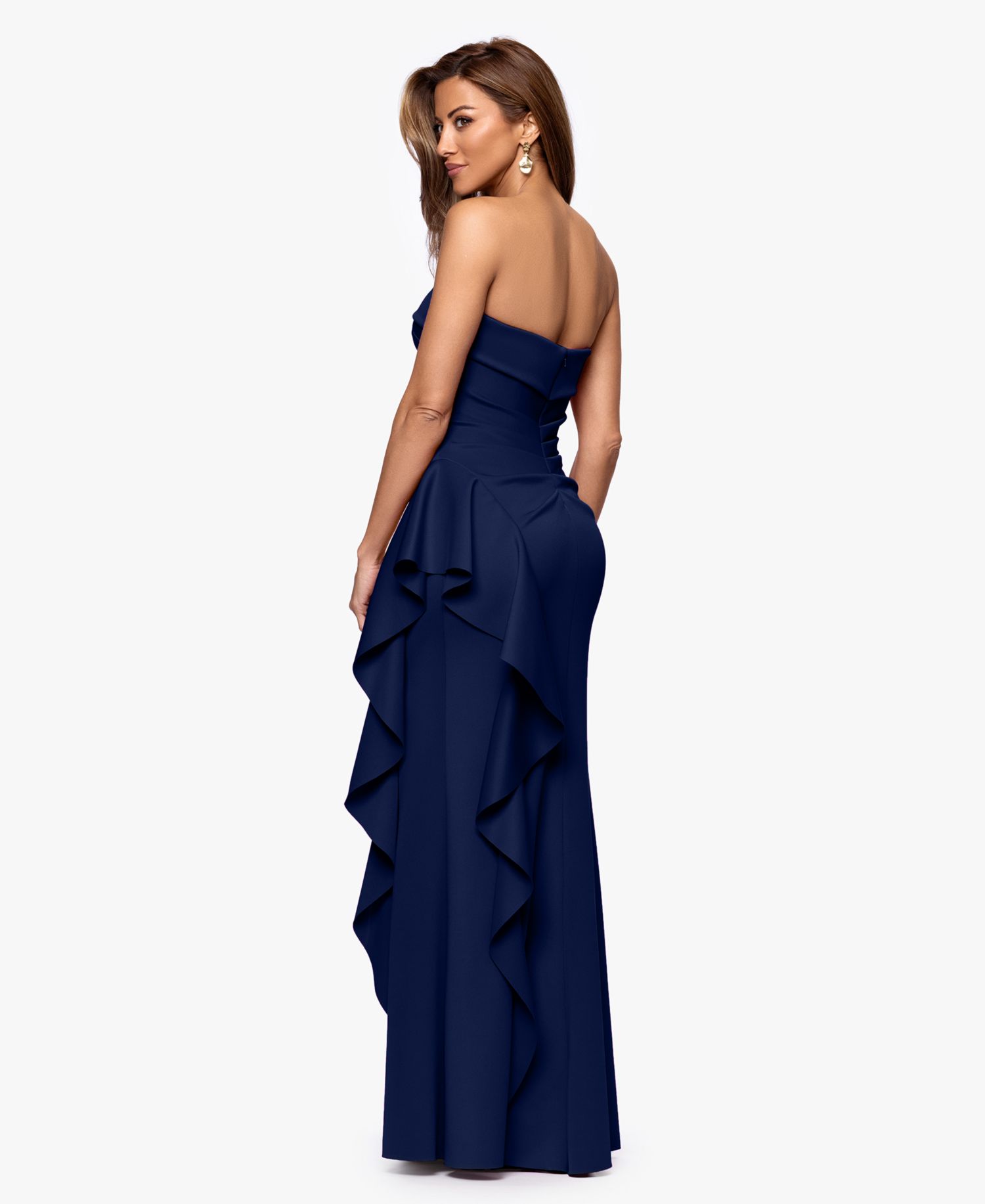Petite Strapless Ruffle Sheath Gown