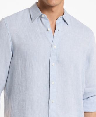 Men's Linen Classic-Fit Long-Sleeve Button Up Shirt
