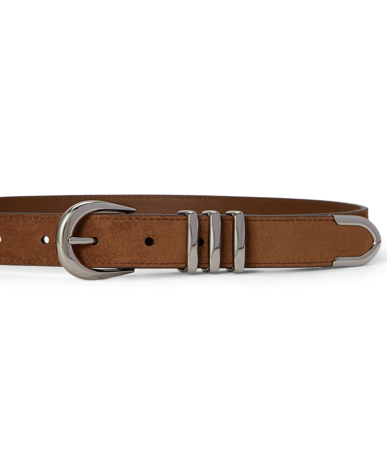 Women's Metal-Keeper Suede Skinny Belt