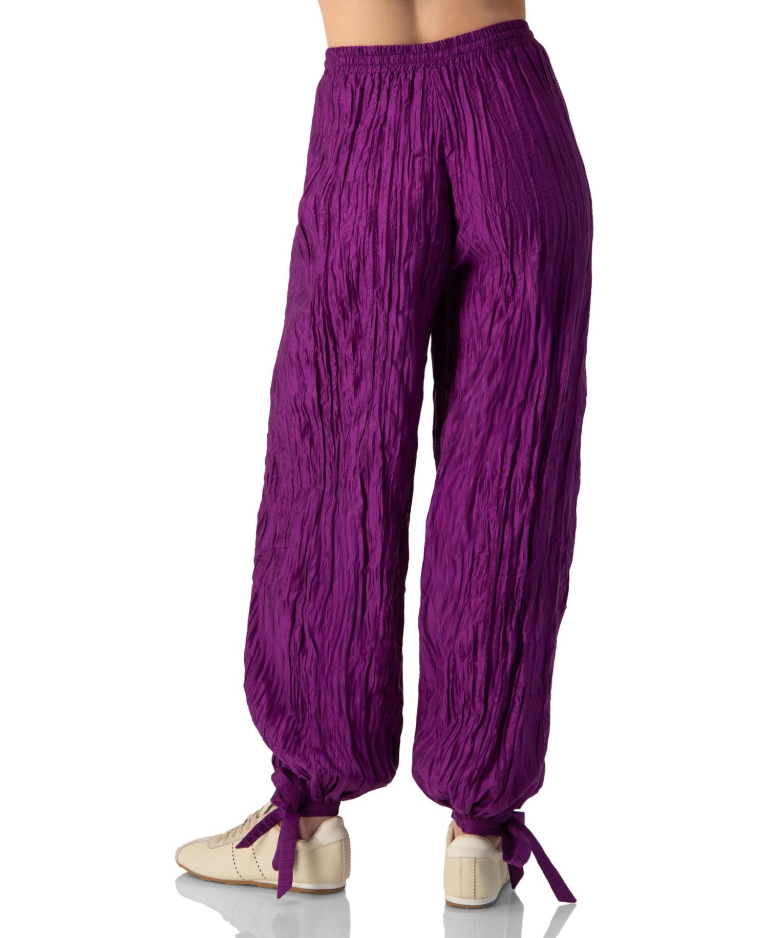 Women's Pleated Pants with Ankle Ties