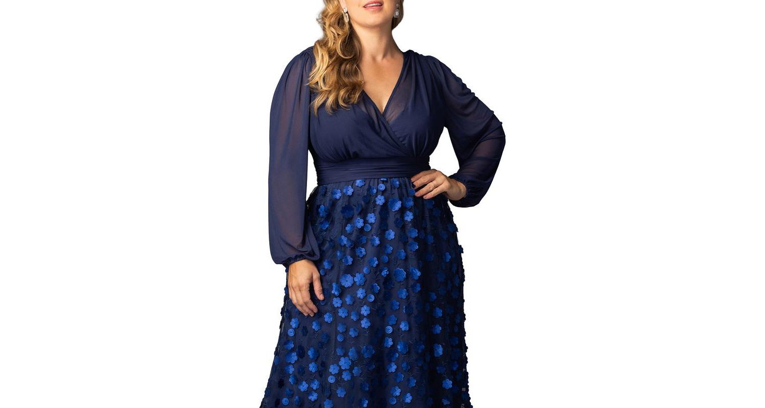 Plus Size Blossoming Beauty Mesh Evening Gown
