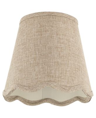 Set of 2 Scalloped Empire Lamp Shades Fawn Small 4" Top x 6" Bottom x 5.5" High Candle Clip Harp and Finial Fitting