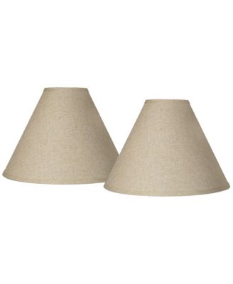 Set of 2 Empire Lamp Shades Fine Burlap Medium 5" Top x 15" Bottom x 10.5" High Spider Replacement Harp Finial Fitting