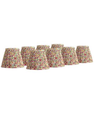 Nelle 3 1/2" Top x 6" Bottom x 5" High x 5" Slant Print Lamp Shade Replacement Set of 8 Floral Clip On Candelabra