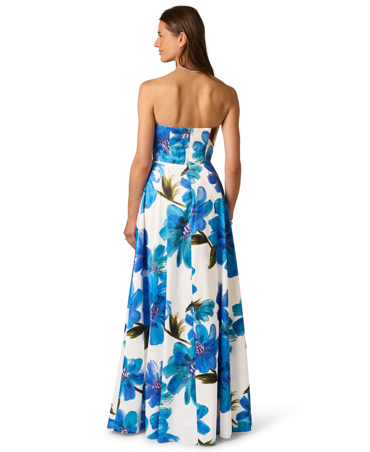 Women's Strapless 3D Floral Beaded Gown
