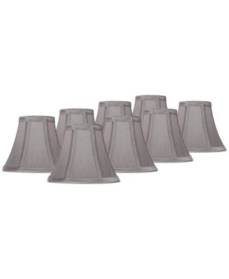 Set of 8 Bell Chip Chandelier Lamp Shades Pewter Candelabra Clip-On Fitting