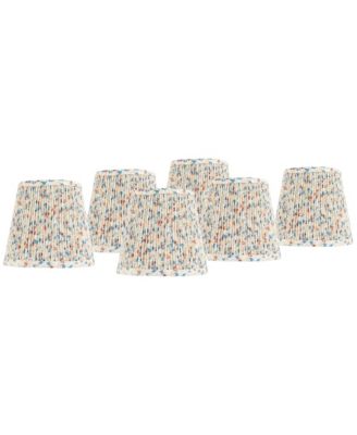 4" Top x 6" Bottom x 5 1/2" High x 5 1/2" Slant Print Lamp Shade Replacement Set of 6 Leaf Pleated Clip On