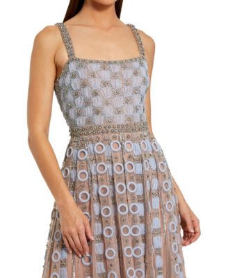 Petite Embellished Mesh A-Line Evening Gown