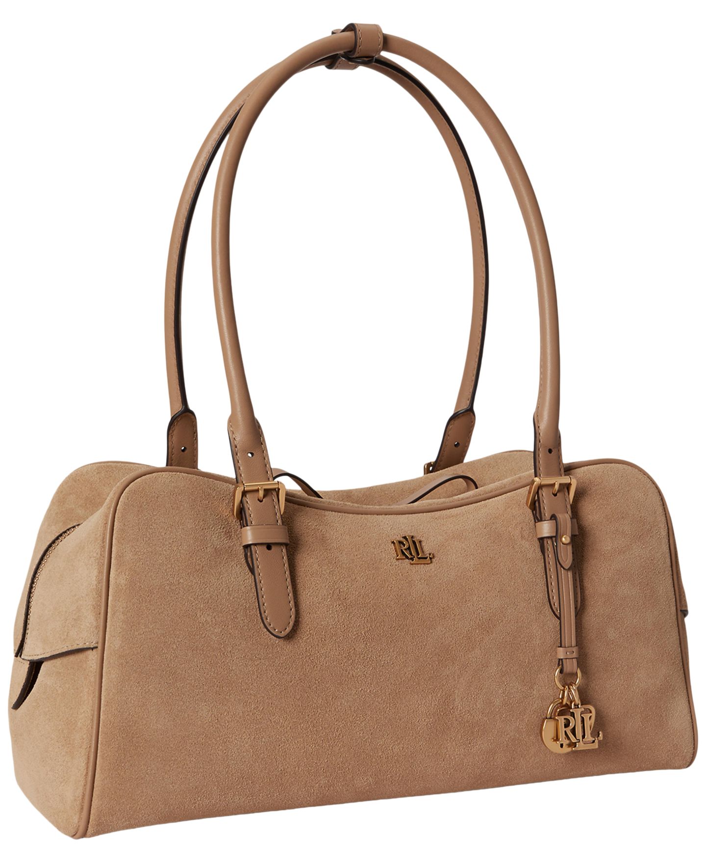 Женская сумка Lauren Ralph Lauren Marcy Large Suede Zip Satchel, цвет: Рыжевато-коричневый — фото 5