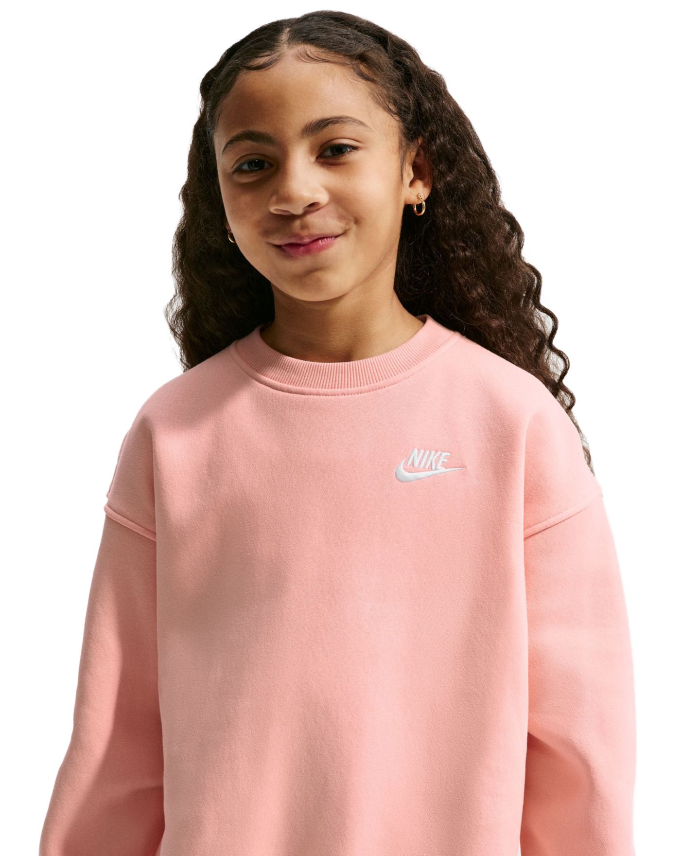 Свитшот Nike Sportswear Club Fleece Oversized-Fit Sweatshirt для девочек, цвет: Оранжевый / Белый — фото 2
