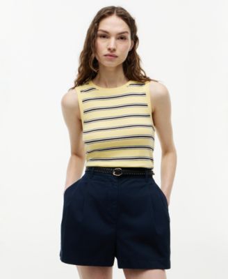 Women's Multi-Stripe Crewneck Cotton Tank Top