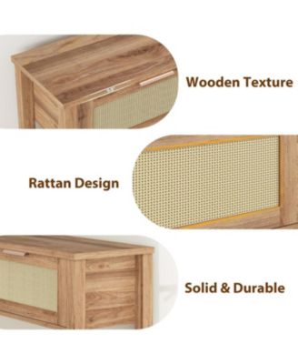 2Pcs Entryway Table with Drawers, Rattan Console Table with Storage, Boho Sofa Table for Living Room, 2 Tier Hallway Table Home