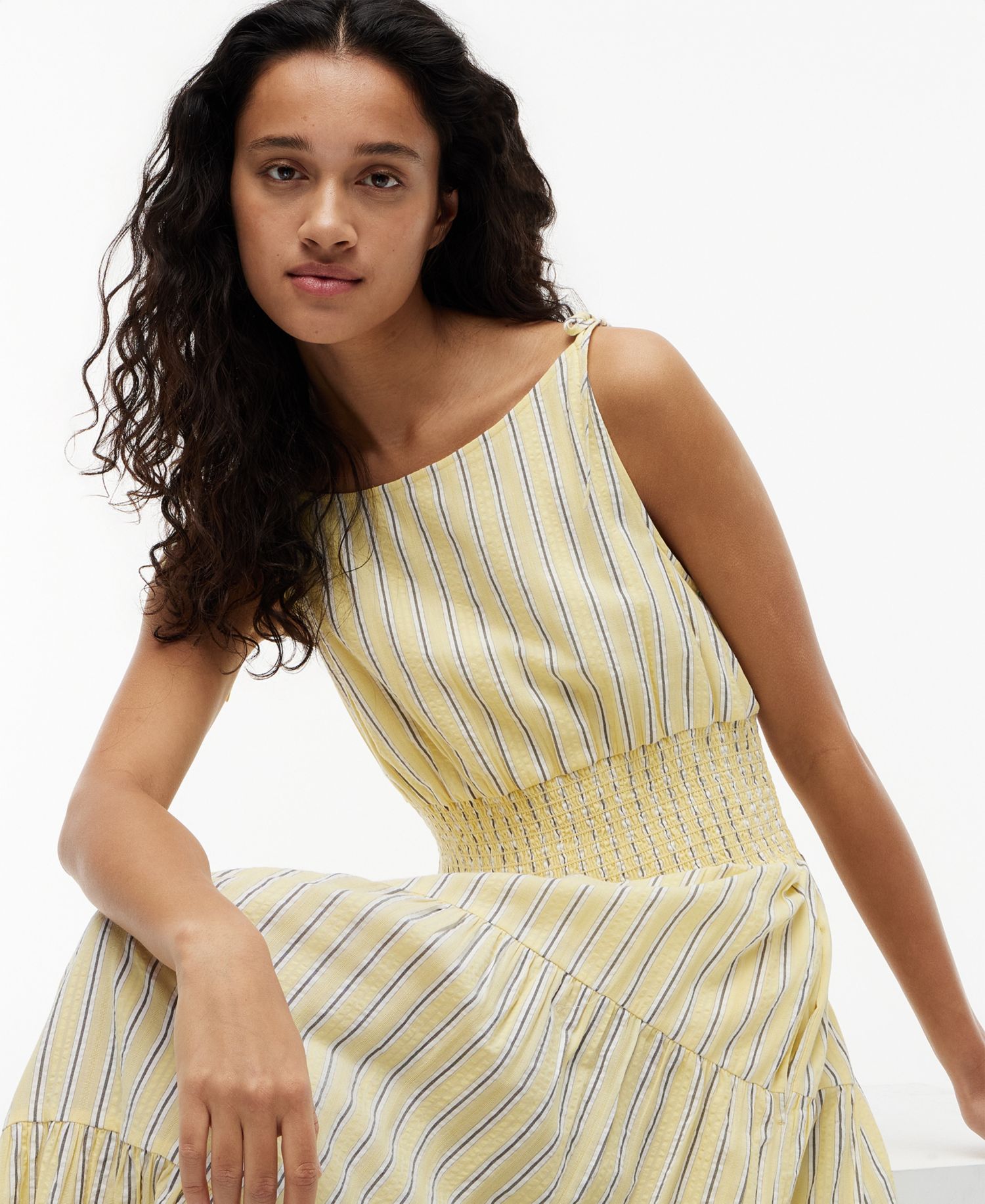 Women's Smocked Tie-Detail Sleeveless Midi Dress