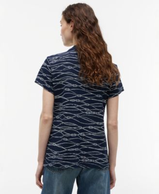 Women's Printed Short-Sleeve Polo Top