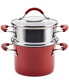 Cucina Porcelain Aluminum 3-Qt. Saucepot and Steamer Set