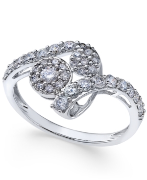 image of Diamond Swirl Cluster Ring (3/4 ct. t.w.) in 14k White Gold
