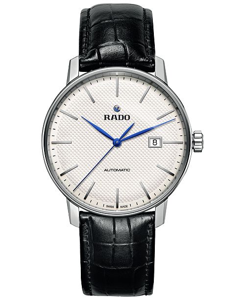 Rado Men's Swiss Automatic Coupole Classic Black Leather Strap Watch