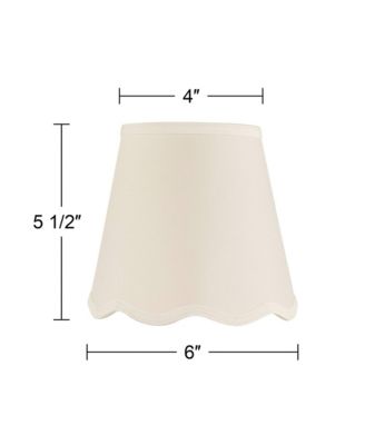 Set of 2 Scalloped Empire Lamp Shades Small 4" Top x 6" Bottom x 5.5" High Candle Clip Harp and Finial Fitting